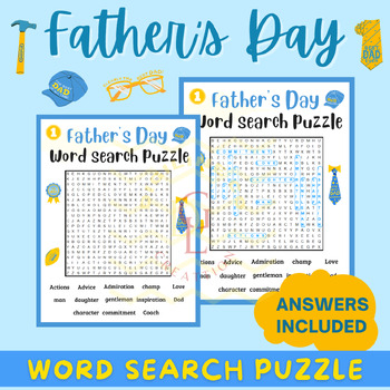 Preview of Fathers day Word Search puzzle game sight Word problem middle high school 7th