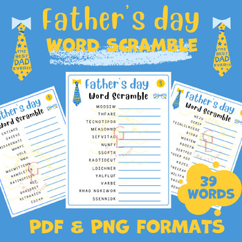 Preview of Fathers day Word scramble Puzzle Crossword worksheet activity middle high school