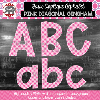 Faux Applique Alphabet Clipart - Pink Diagonal Gingham Alpha Pack by ...