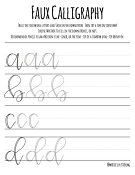 Faux Calligraphy Practice Sheets - Lower Case by Melissa Stathers