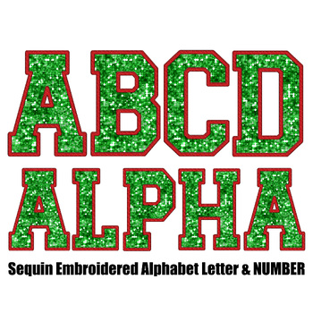 Preview of Faux Embroidered Sequin PNG Alphabet Set