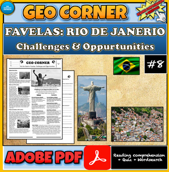 Preview of Favelas | Rio De Janeiro Shanty Towns | Reading Comprehension| Wordsearch