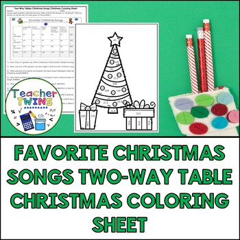 Preview of Favorite Christmas Songs Two-Way Table Christmas Coloring Sheet