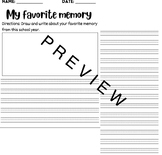 Favorite Memory Worksheet