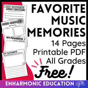 Preview of Favorite Music Memories - FREE fun End of Year Reflection Worksheets Activity