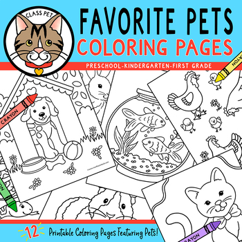 Preview of Favorite Pets Coloring Pages Preschool | Kindergarten | First Grade