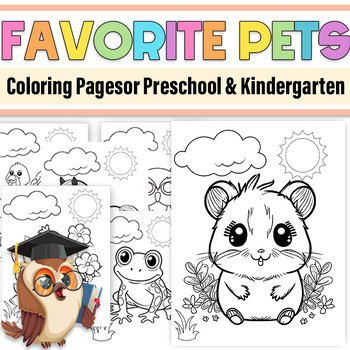Preview of Favorite Pets Coloring Pages Preschool|Pets Coloring Kindergarten|First Grade