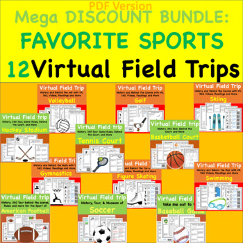 Preview of Favorite Sports Virtual Field Trips MEGA Bundle 12 virtual trips for Distance PE