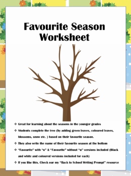 Preview of Favourite Season Worksheet