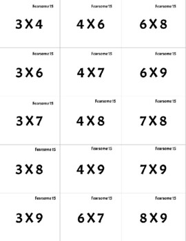 Preview of Fearsome 15 Multiplication Flashcards