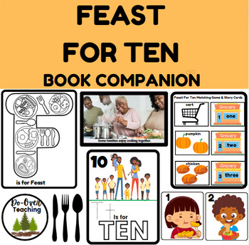 Preview of Feast For Ten BOOK COMPANION Worksheets Art Games Dot Markers No-Prep