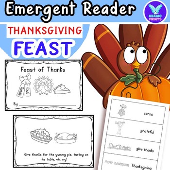 Preview of Feast of Thanks ELA Emergent Reader Kindergarten Vocabulary Activities NO PREP