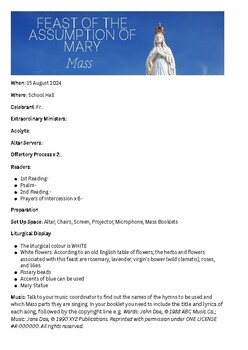 Preview of Feast of the Assumption of Mary 2024- Mass Guide, Sample Booklet and Mass PPT