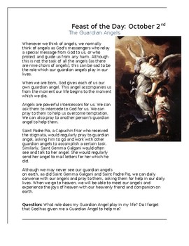 Preview of Feast of the Guardian Angels Worksheet