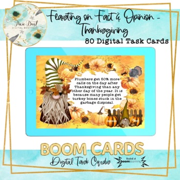 Preview of Feasting on Fact and Opinion - Thanksgiving BOOM Cards – Speech Therapy Distance