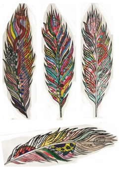 Preview of Feather -Indigenous /X-Ray Woodlands Style of Art/Social Distancing/Canada/USA