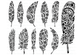 Download Feather Mandala Svg Feather Zentangle Svg Boho Feather Svg Tpt