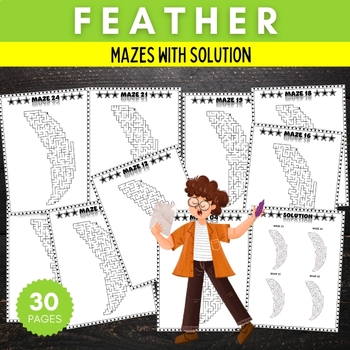 Preview of Feather Poetry Month mazes for kids | printable worksheets | Activities for kids