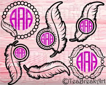 Download Feather Frames Outline Monogram Cutting Files Svg Png Eps Dxf Clipart 745c
