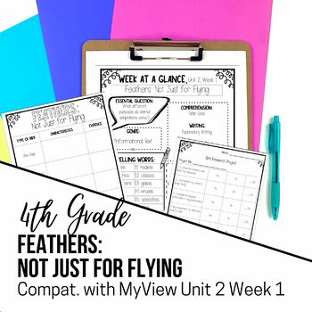 Preview of Feathers: Not Just for Flying Compatible with 4th Grade MyView Unit 2 Week 1