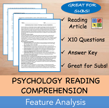 Preview of Feature Analysis - Psychology Reading Passage - 100% EDITABLE