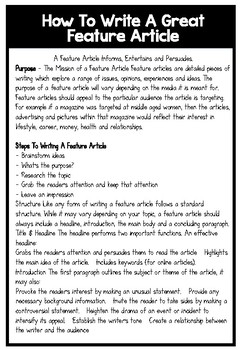 how to teach feature article writing