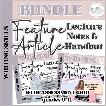 Preview of Feature Article Lecture Notes and Matching Study Guide Handout with Rubric