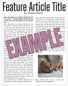 Feature Article Template Worksheets Teaching Resources Tpt