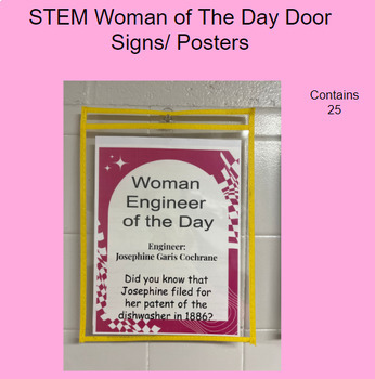 Preview of Featured STEM Woman of the Day Door Signs/ Posters