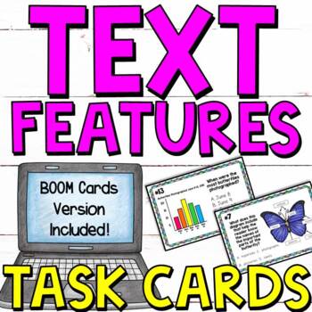 Preview of Nonfiction Text Features Posters, Task Cards, and Boom Cards™