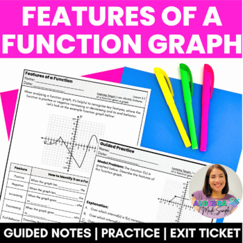 Preview of Features of a Function Graph Guided Notes Practice Exit Ticket Worksheets