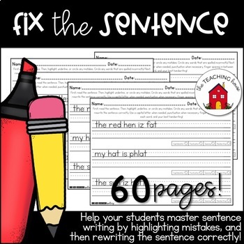 Preview of Fix the Sentence Writing!