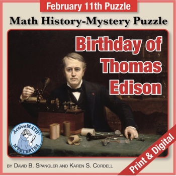 Preview of Feb. 11 Math & Inventions Puzzle: Thomas Edison, Light Bulb | Consumer Math