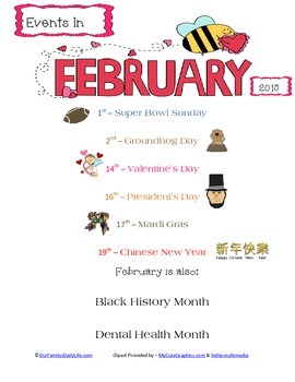 February 2015 Events by Our Family's Daily Life | TPT