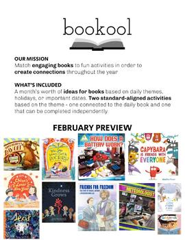 Preview of February 2024 Daily Literacy Lessons based on Books - No Prep Worksheets