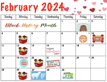 Preview of February 2024 Daycare Calendar