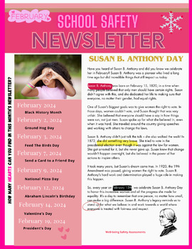 Preview of February 2024 Editable School Newsletter-Valentine Edition