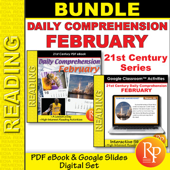Preview of Reading Comprehension Passages and Questions February Digital Resource Activity