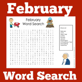 February Worksheet Word Search