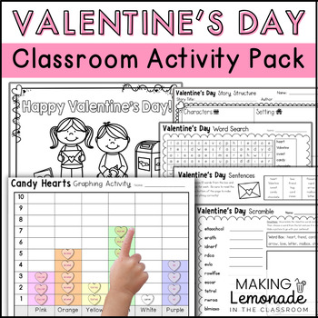 Preview of Valentine's Day Activities, Candy Heart Graphing, Valentine's Day Packet