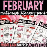 February Activities NO PREP: Math and Literacy