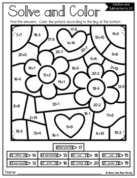 February Activities No Prep Fun Worksheets Math Color by Code FREEBIE