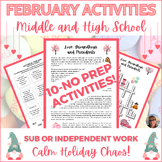 February Puzzles Activity Middle High School Independent W