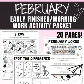 Preview of February Activity Packet for Early Finishers, Morning Work, or Brain Breaks