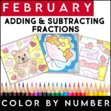 February Adding & Subtracting Fractions - Color by Number