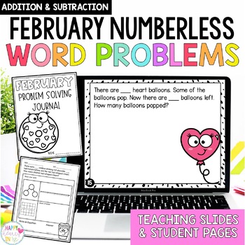 Preview of February Addition and Subtraction Numberless Word Problems Valentine's Day