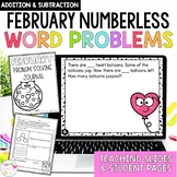 February Addition and Subtraction Numberless Word Problems