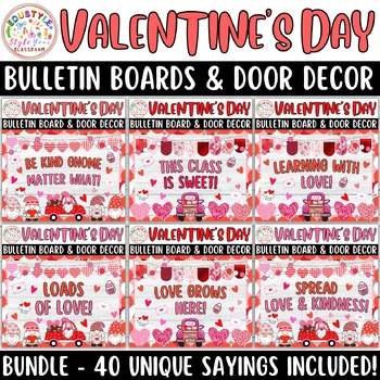 Preview of February And Valentine's Day Bulletin Boards Bundle with 40 Heartfelt Sayings