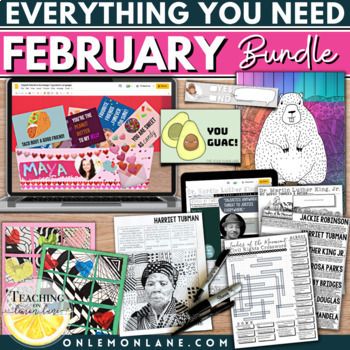 Preview of February Black History Month Valentines Day Fast Finishers Worksheets Activities