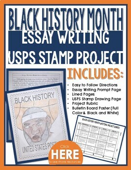 Preview of February Black History Month Opinion Writing and USPS Stamp Art Project